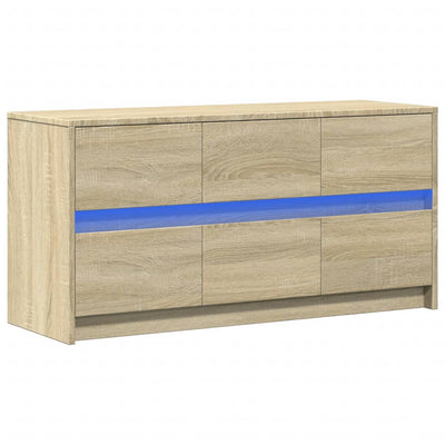 TV-taso LED-valoilla Sonoma-tammi 100x34x50 cm tekninen puu