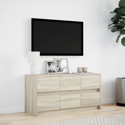 TV-taso LED-valoilla Sonoma-tammi 100x34x50 cm tekninen puu