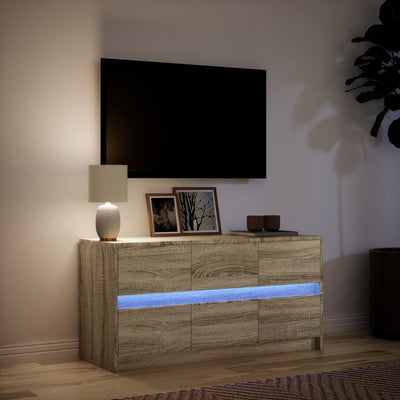 TV-taso LED-valoilla Sonoma-tammi 100x34x50 cm tekninen puu