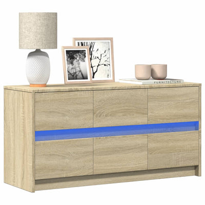 TV-taso LED-valoilla Sonoma-tammi 100x34x50 cm tekninen puu