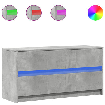 TV-taso LED-valoilla betoninharmaa 100x34x50 cm tekninen puu