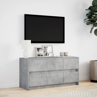 TV-taso LED-valoilla betoninharmaa 100x34x50 cm tekninen puu