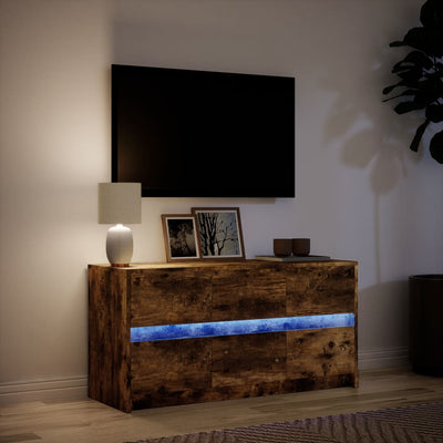 TV-taso LED-valoilla savutammi 100x34x50 cm tekninen puu