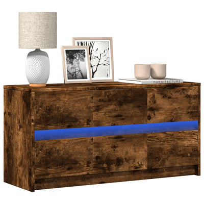 TV-taso LED-valoilla savutammi 100x34x50 cm tekninen puu