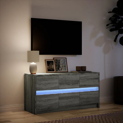 TV-taso LED-valoilla harmaa Sonoma 100x34x50 cm tekninen puu