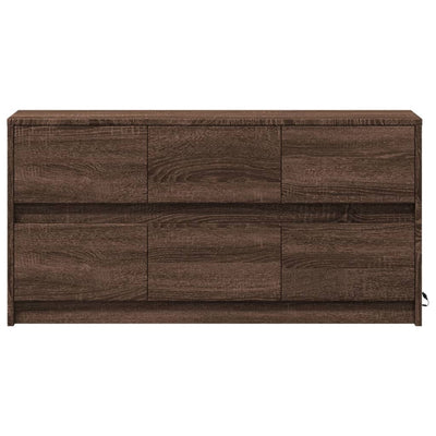 TV-taso LED-valoilla ruskea tammi 100x34x50 cm tekninen puu