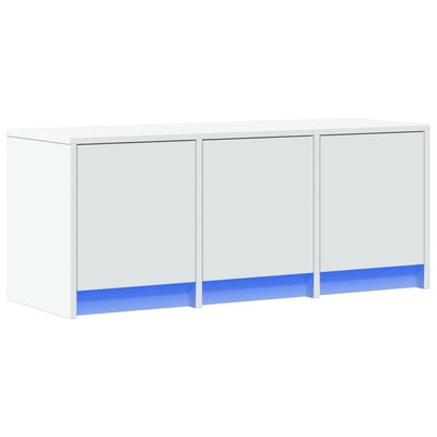 TV-taso LED-valoilla valkoinen 97x34x40 cm tekninen puu