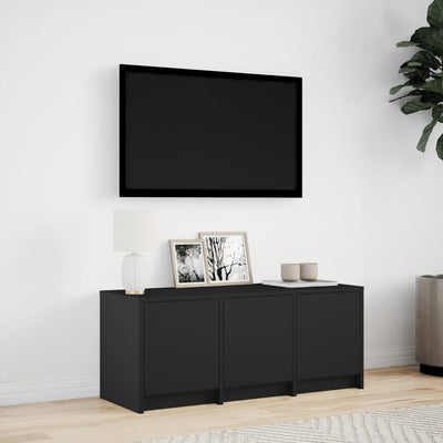TV-taso LED-valoilla musta 97x34x40 cm tekninen puu