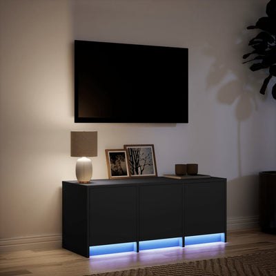 TV-taso LED-valoilla musta 97x34x40 cm tekninen puu