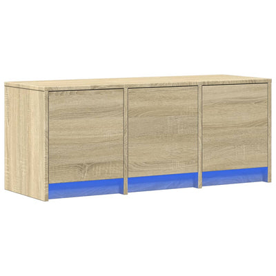 TV-taso LED-valoilla Sonoma-tammi 97x34x40 cm tekninen puu