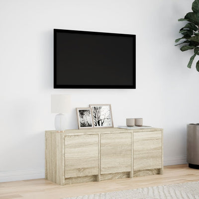 TV-taso LED-valoilla Sonoma-tammi 97x34x40 cm tekninen puu