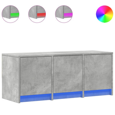 TV-taso LED-valoilla betoninharmaa 97x34x40 cm tekninen puu