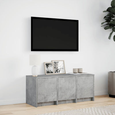 TV-taso LED-valoilla betoninharmaa 97x34x40 cm tekninen puu