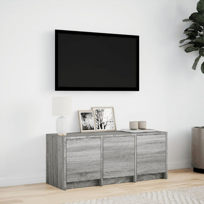 TV-taso LED-valoilla harmaa Sonoma 97x34x40 cm tekninen puu