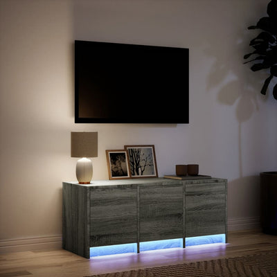 TV-taso LED-valoilla harmaa Sonoma 97x34x40 cm tekninen puu