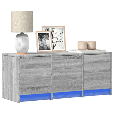 TV-taso LED-valoilla harmaa Sonoma 97x34x40 cm tekninen puu