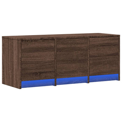 TV-taso LED-valoilla ruskea tammi 97x34x40 cm tekninen puu