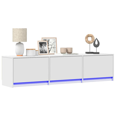 TV-taso LED-valoilla valkoinen 165x34x40 cm tekninen puu