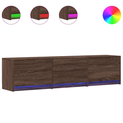 TV-taso LED-valoilla ruskea tammi 165x34x40 cm tekninen puu