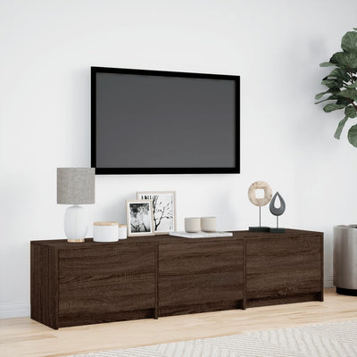 TV-taso LED-valoilla ruskea tammi 165x34x40 cm tekninen puu