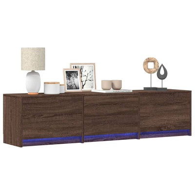 TV-taso LED-valoilla ruskea tammi 165x34x40 cm tekninen puu