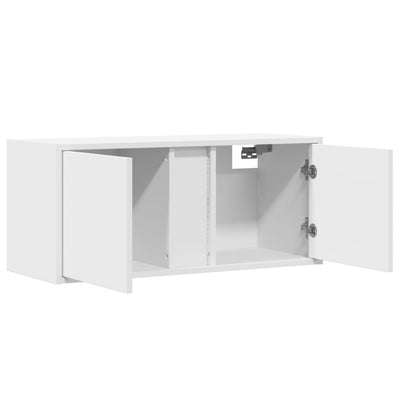 TV-seinäkaappi LED-valoilla valkoinen 80x31x35 cm