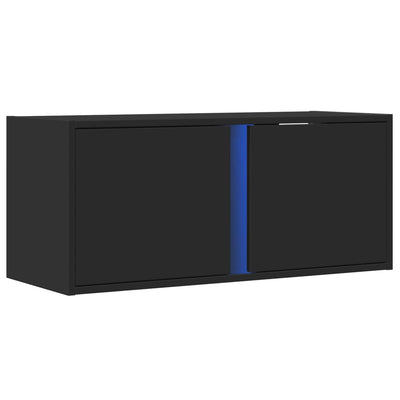 TV-seinäkaappi LED-valoilla musta 80x31x35 cm