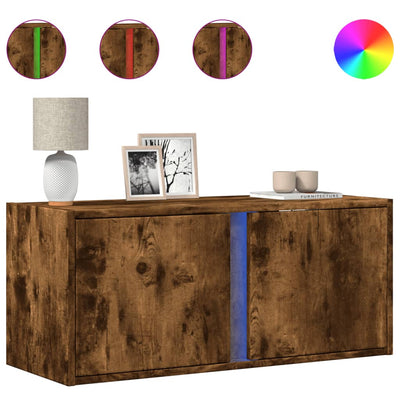 Savutammi tv-seinäkaappi Diora 80x31x35cm (led-valoilla)