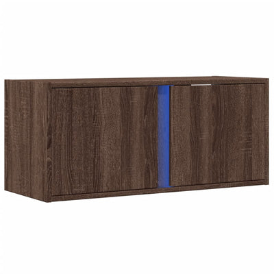 TV-seinäkaappi LED-valoilla ruskea tammi 80x31x35 cm
