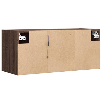 TV-seinäkaappi LED-valoilla ruskea tammi 80x31x35 cm