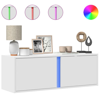 Valkoinen tv-seinäkaappi Diora 100x31x35cm (led-valoilla)