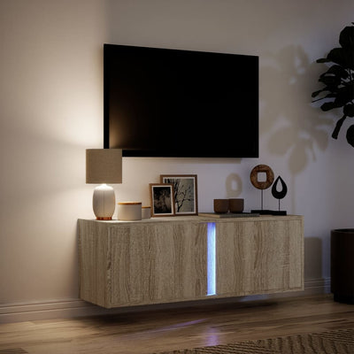Sonoma-tammi tv-seinäkaappi Diora 100x31x35cm (led-valoilla)