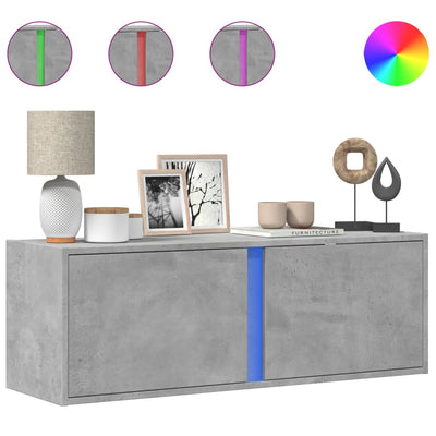 TV-seinäkaappi LED-valoilla betoninharmaa 100x31x35 cm