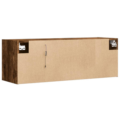 TV-seinäkaappi LED-valoilla savutammi 100x31x35 cm