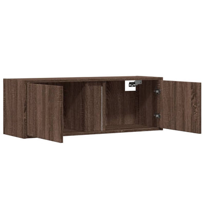 TV-seinäkaappi LED-valoilla ruskea tammi 100x31x35 cm