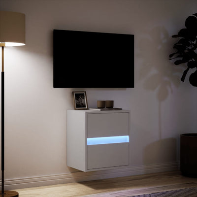 TV-seinäkaappi LED-valoilla valkoinen 41x31x45 cm