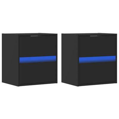 TV-seinäkaapit LED-valoilla 2 kpl musta 41x31x45 cm