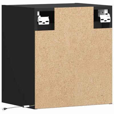 TV-seinäkaapit LED-valoilla 2 kpl musta 41x31x45 cm