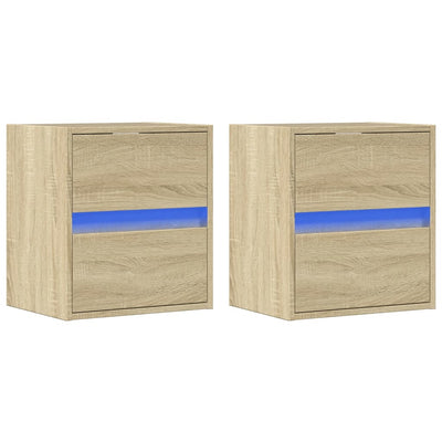 TV-seinäkaapit LED-valoilla 2 kpl Sonoma-tammi 41x31x45 cm