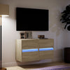 Sonoma-tammi tv-seinäkaapit Awwad 41x31x45cm (led-valoilla 2 kpl)