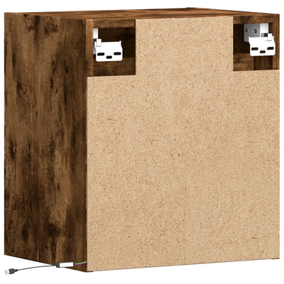 TV-seinäkaapit LED-valoilla 2 kpl savutammi 41x31x45 cm