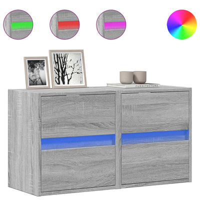 TV-seinäkaapit LED-valoilla 2 kpl harmaa Sonoma 41x31x45 cm