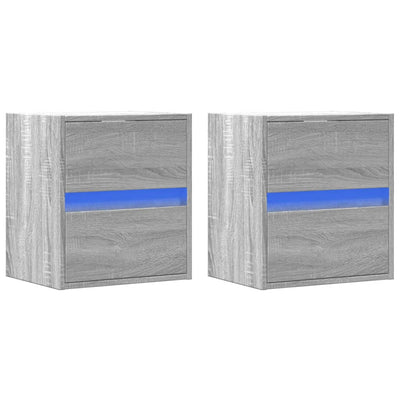 TV-seinäkaapit LED-valoilla 2 kpl harmaa Sonoma 41x31x45 cm