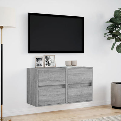 Harmaa tv-seinäkaapit led-valoilla Awwad 41x31x45cm (2 kpl sonoma)