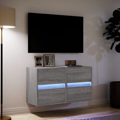 Harmaa tv-seinäkaapit led-valoilla Awwad 41x31x45cm (2 kpl sonoma)
