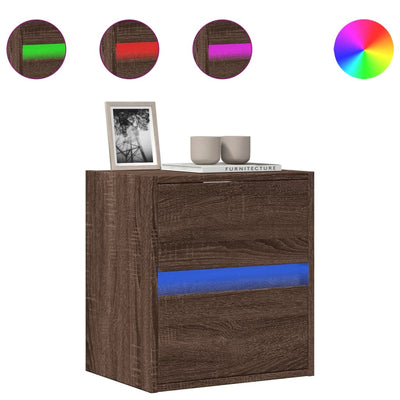 Ruskea tammi tv-seinäkaappi Awwad 41x31x45cm (led-valoilla)