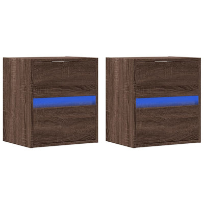TV-seinäkaapit LED-valoilla 2 kpl ruskea tammi 41x31x45 cm