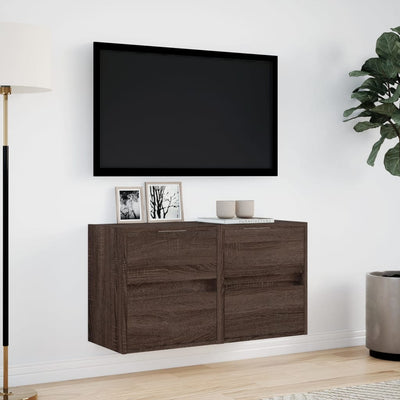 TV-seinäkaapit LED-valoilla 2 kpl ruskea tammi 41x31x45 cm