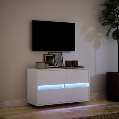 Valkoinen tv-seinäkaappi Awwad 80x31x45cm (led-valoilla)