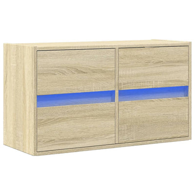 TV-seinäkaappi LED-valoilla Sonoma-tammi 80x31x45 cm